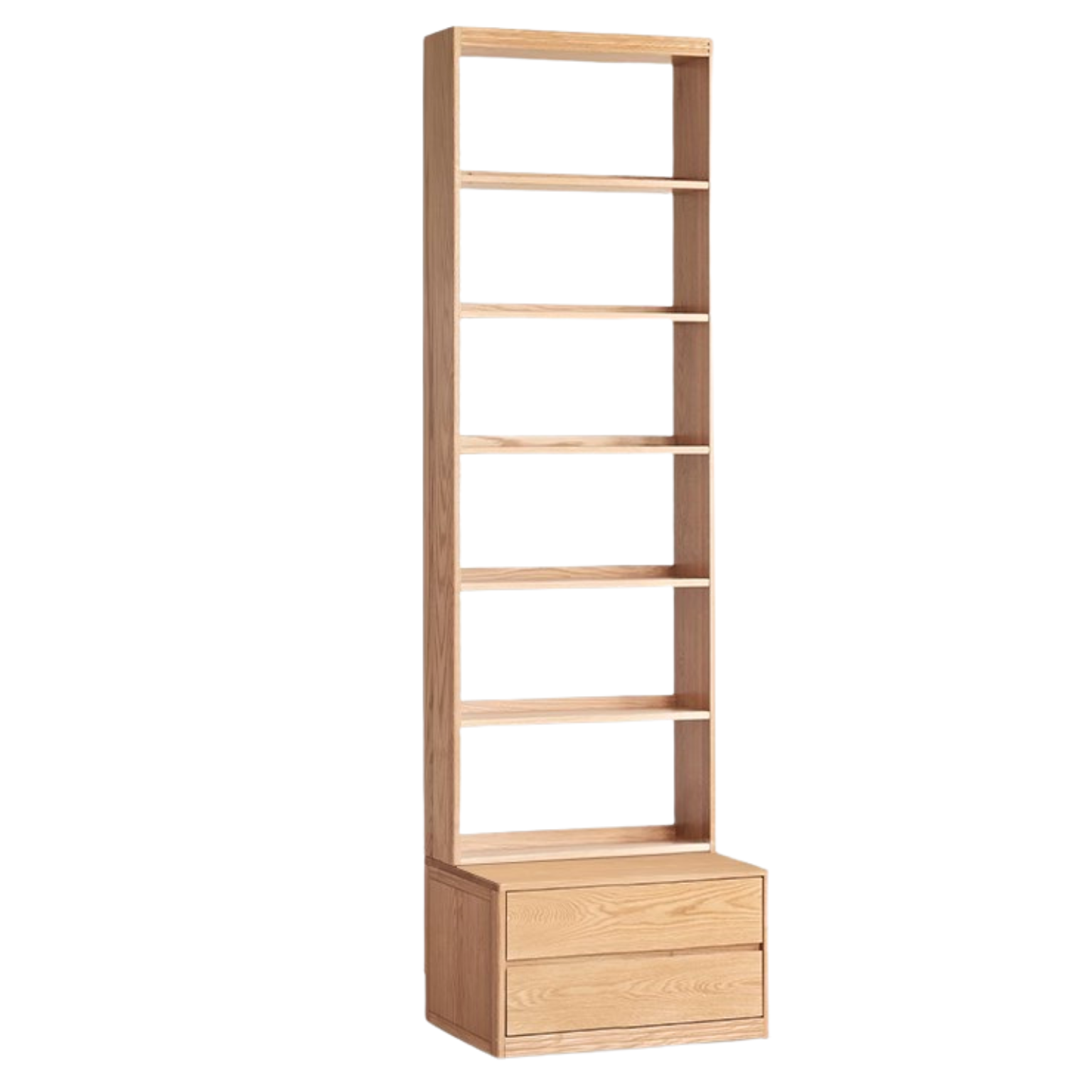 Solid Oak Wood Wall-to-Wall Bookshelf with Built-in Seat - Perfect for Home Library, Study Room & Living Room Storage