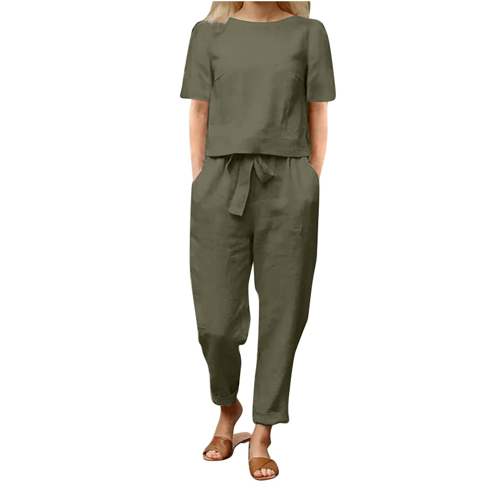 Oelaio Women's 2-Piece Lounge Set - Soft Cotton Casual Pajama Pants & Top Matching Outfit | Plus Size Comfortable Loungewear for Fall | Perfect for Relaxing at Home, Yoga & Sleepwear