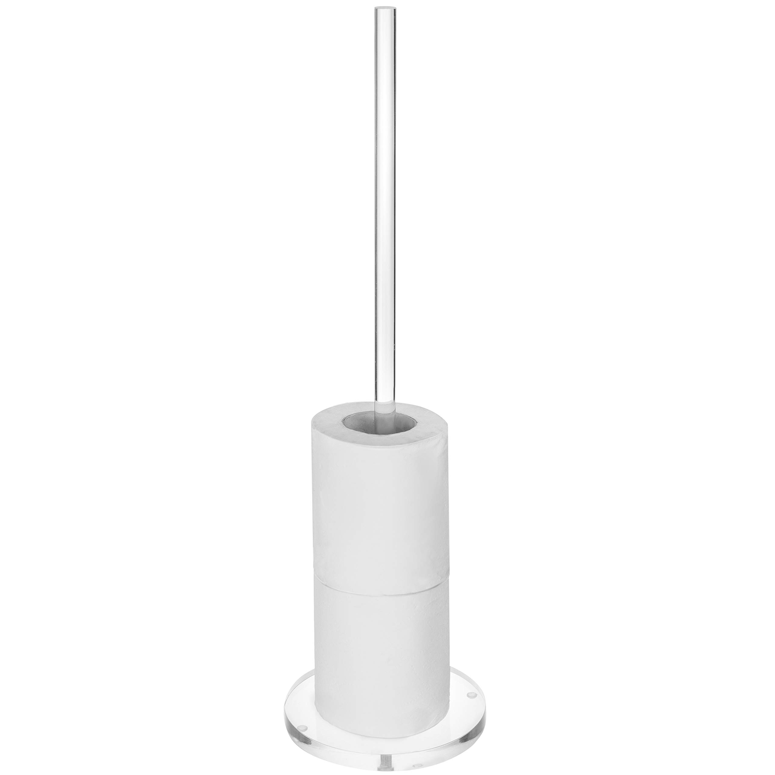 MyGift Premium Clear Acrylic 20-Inch Floor Standing Toilet Paper Holder - Modern Bathroom Tissue Storage Stand with Extra Roll Reserve - Perfect for Home, Office, and Guest Bathroom Organization