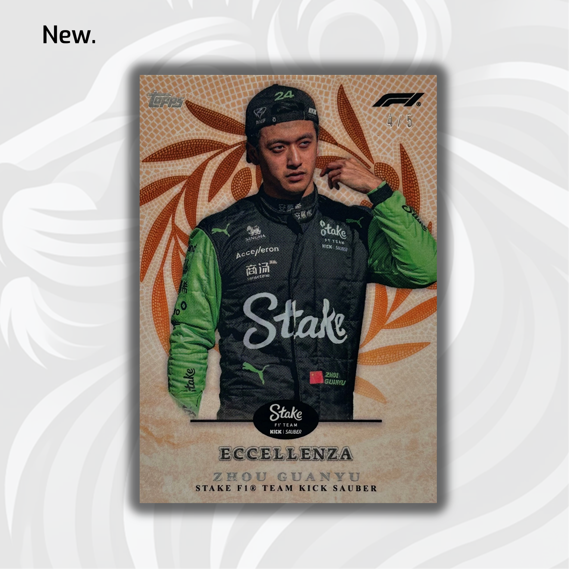 2024 Topps Eccellenza F1 Zhou Guanyu Trionfo Orange Racing Card - Perfect for F1 Collectors and Motorsport Fans Display