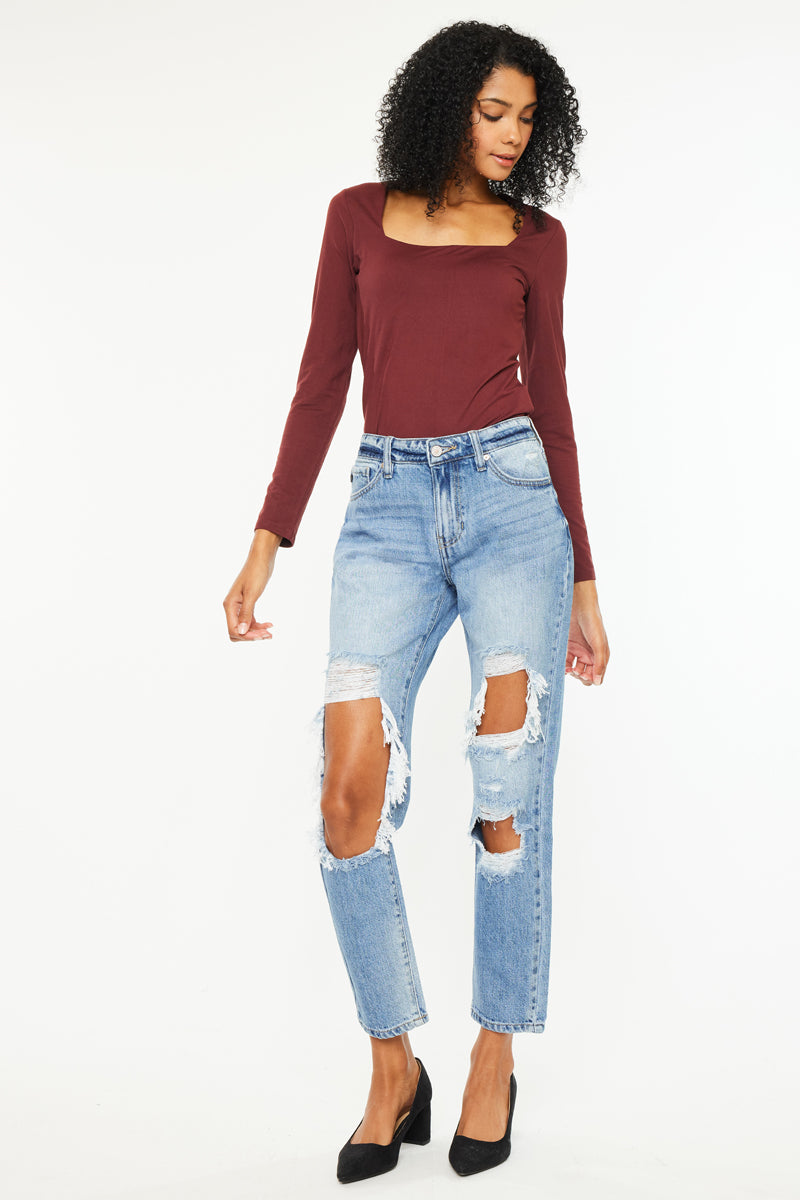 Bonnie High Rise Boyfriend Jeans for Women - Stretch Denim Comfort Fit Casual Pants (Perfect for Everyday Wear, Weekend Outings & Street Style Looks)