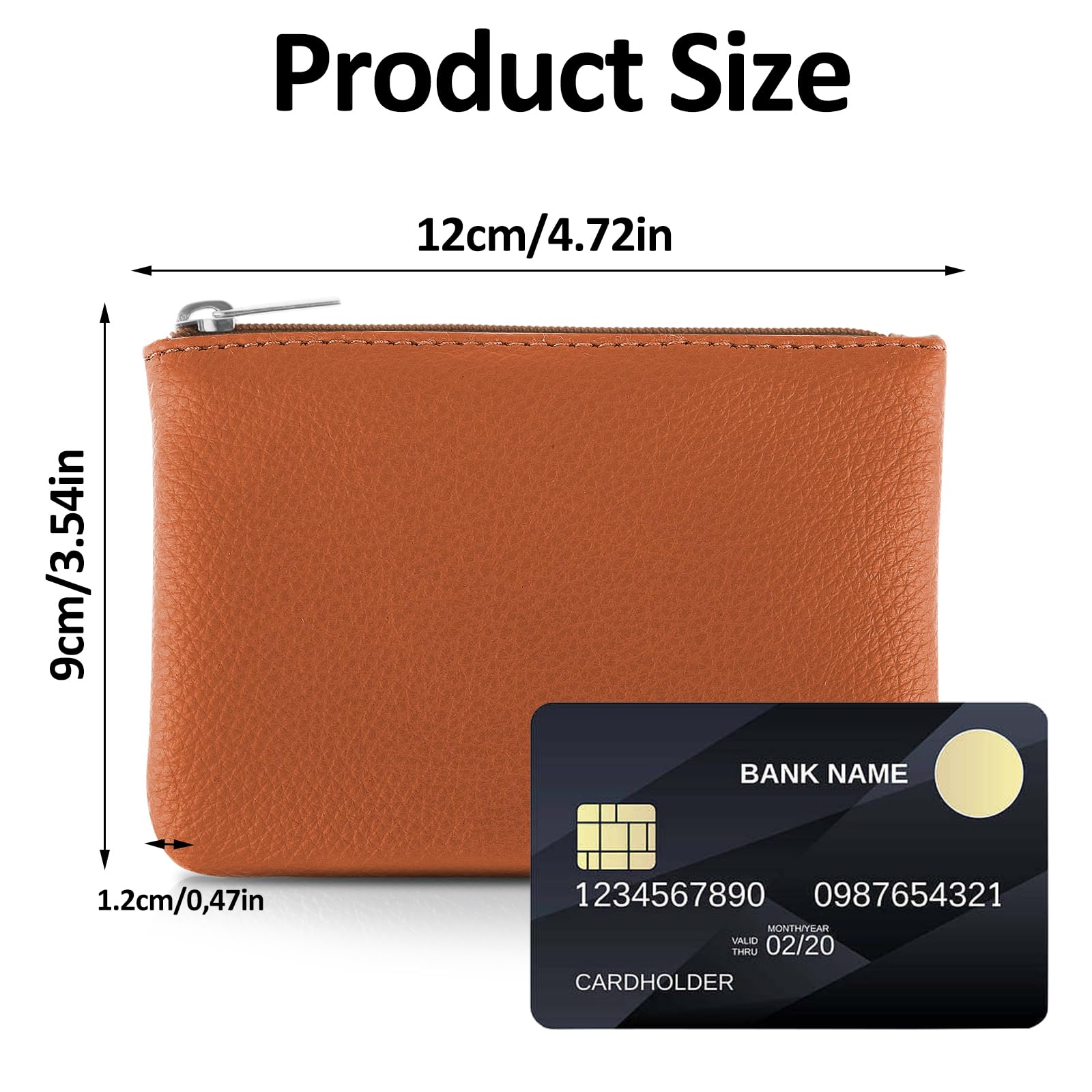 Simarro Vegan Leather Coin Purse - Lychee Pattern Zipper Wallet for Women | Compact Credit Card Holder with ID Slot | Perfect for Cash, Keys, Lipstick & Headphones (Brown) | Ideal for Travel, Shopping & Everyday Use
