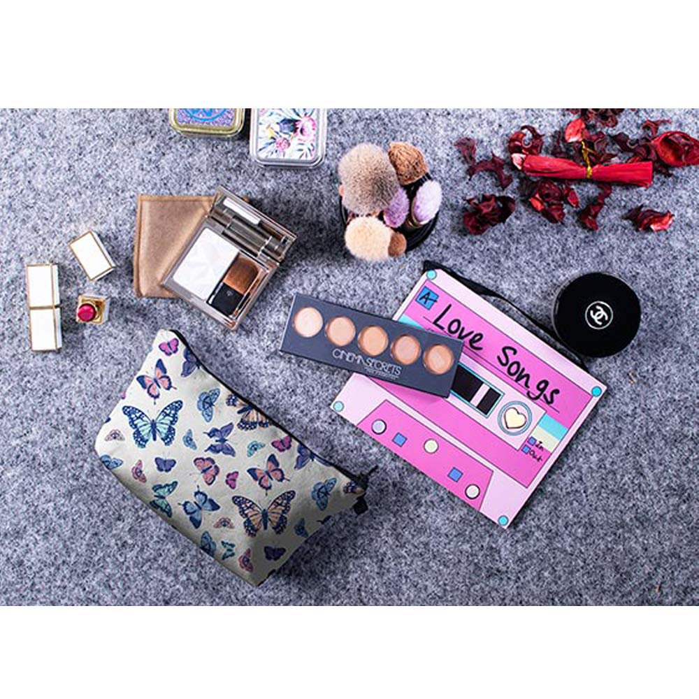 Waterproof Cosmetic Bag for Women - Large Roomy Makeup Pouch, Travel Toiletry Organizer with Adorable Butterfly Design, Perfect for Travel, Gym & Daily Use (Butterfly 2360)