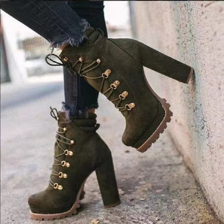 Women's Suede Lace-Up Martin Boots - Stylish & Comfortable Ankle Boots for Casual Wear, Fall Fashion & Outdoor Activities