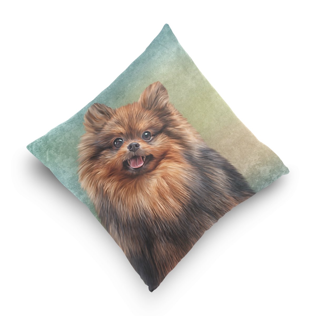 German Shepherd Pomeranian Velvet Plush Throw Pillow Cover 18x18 Inch - Soft Floral Dog Pattern Cushion Case with Hidden Zipper for Sofa, Couch, Bed - Perfect for Living Room Decor, Pet Lover Gift, Cozy Home Accessories