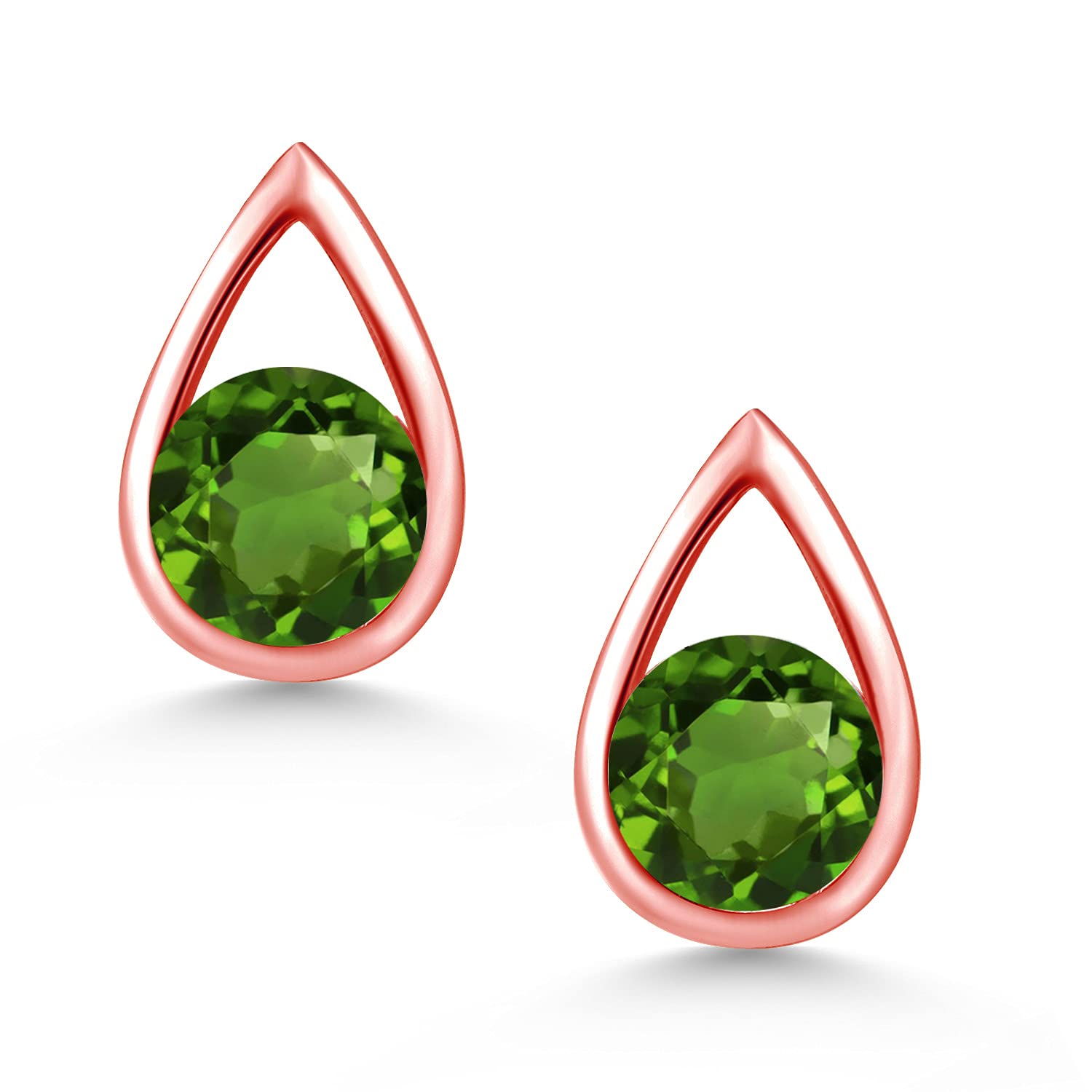 Gem Stone King Teardrop Stud Earrings for Women & Men - 18K Rose Gold Plated Sterling Silver - 5MM Round Cut Birthstone Jewelry - Perfect Gift for Mom, Wife, Her | Elegant Everyday Wear & Special Occasions