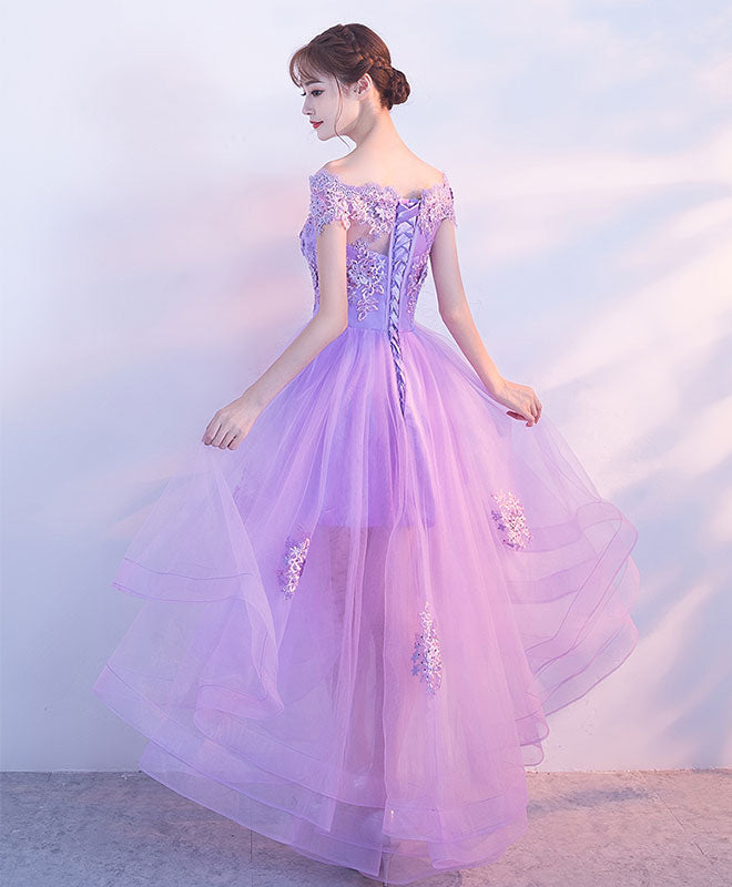 Elegant Purple Tulle Lace Applique Prom Dress | Formal Homecoming Gown for Women | Perfect for Dances, Parties & Special Occasions