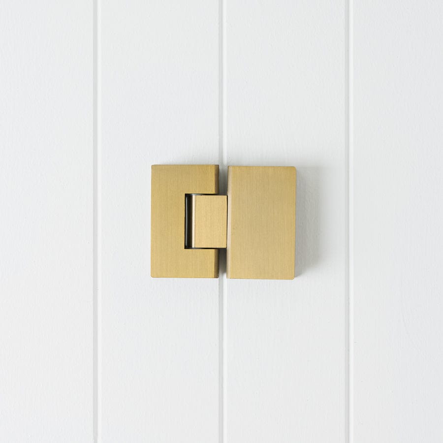 Glass to Glass Shower Hinge in Brushed Brass Finish - Durable Bathroom Hardware for Frameless Shower Doors