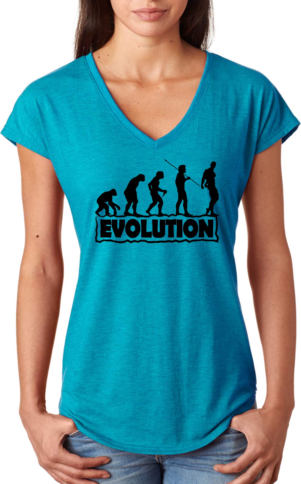 Evolution of Fitness Women's Triblend V-Neck T-Shirt - Soft Breathable Workout Top for Yoga, Running & Gym