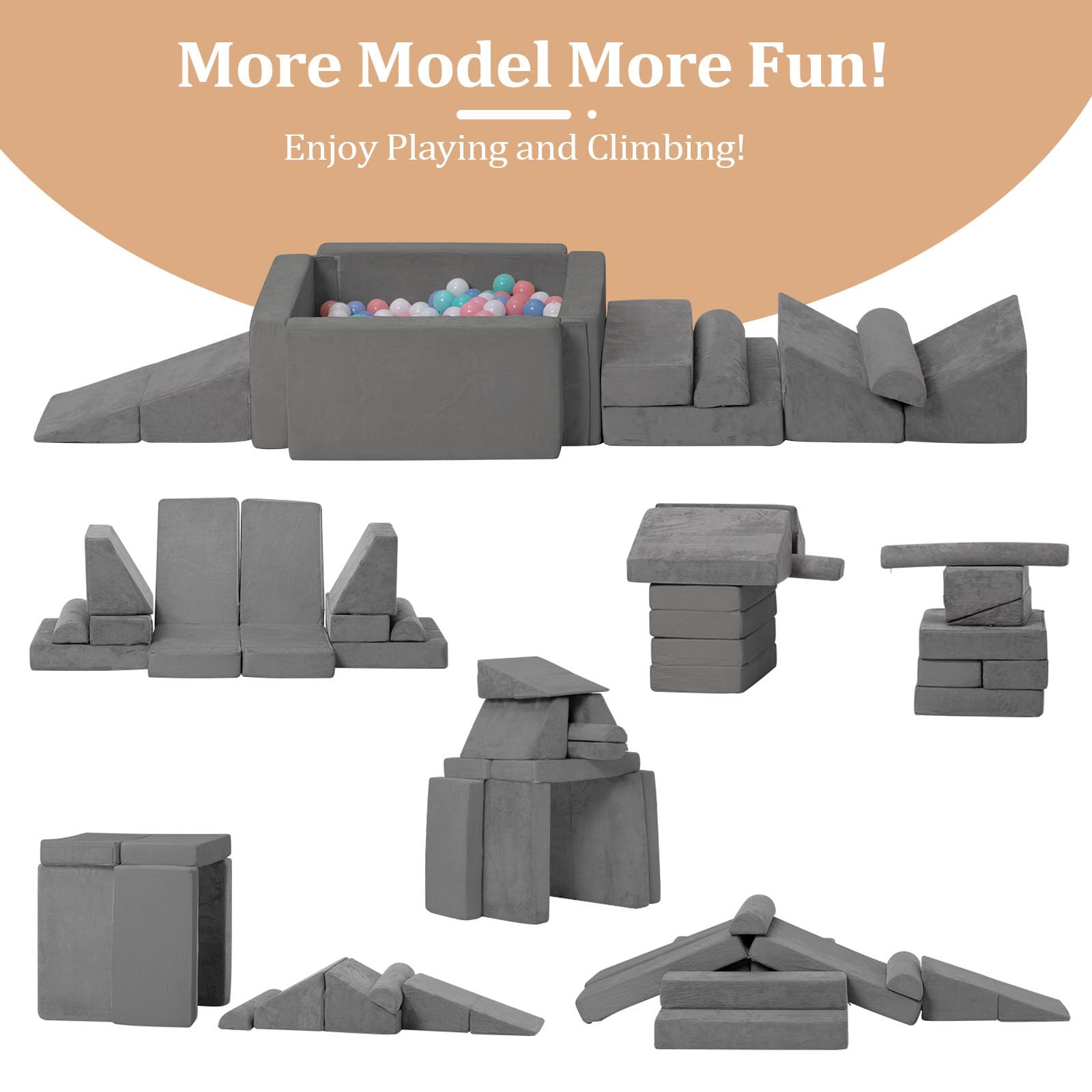 Best Modular Kids Play Couch - Convertible Toddler Sofa with Foam Climbing Blocks for Boys & Girls | Indoor Playroom, Nursery, Daycare & Montessori Learning Activities