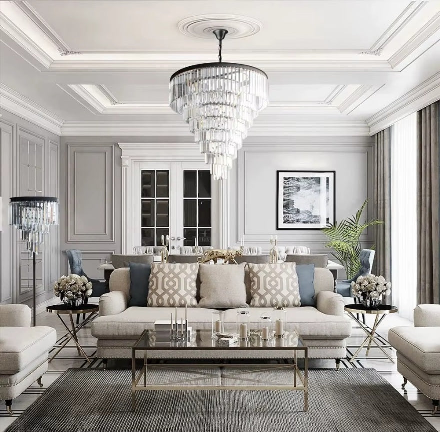 Elegant Luxury Tiered Crystal Chandelier for Foyer Entryway - Modern Dimmable Lighting Fixture for Grand Hallway, Staircase & Formal Dining Room