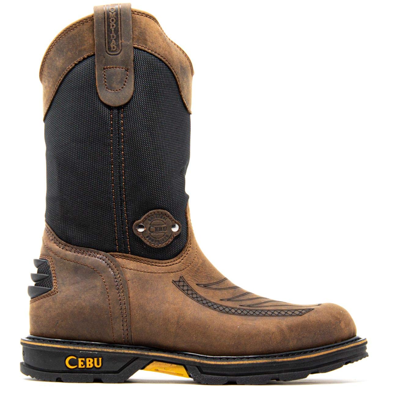 CEBU Men's HL100 Soft Toe Work Boots - Breathable Heavy Duty Safety Shoes, Oil & Acid Resistant, Slip Resistant, 10 Inch Pull-On Work Boots for Warehouse, Construction, Manufacturing & Utility Work