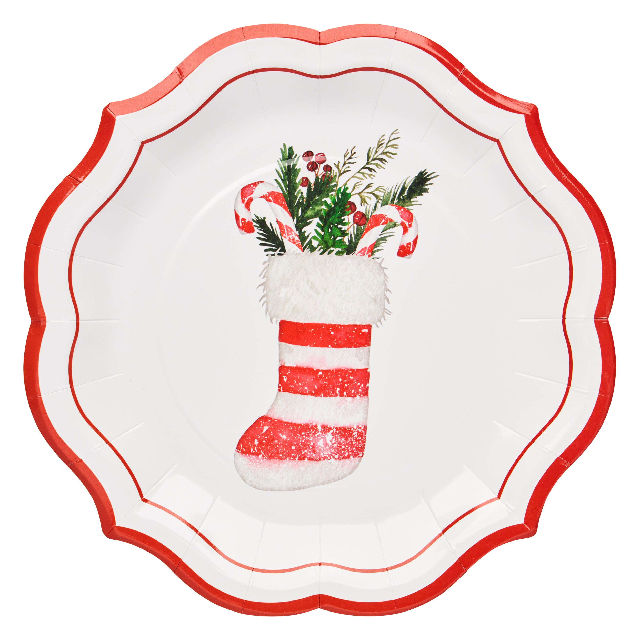Eco-Friendly Merry & Bright Paper Salad Plates - 8 Pack, Disposable Party Plates for Christmas, Thanksgiving & Holiday Celebrations