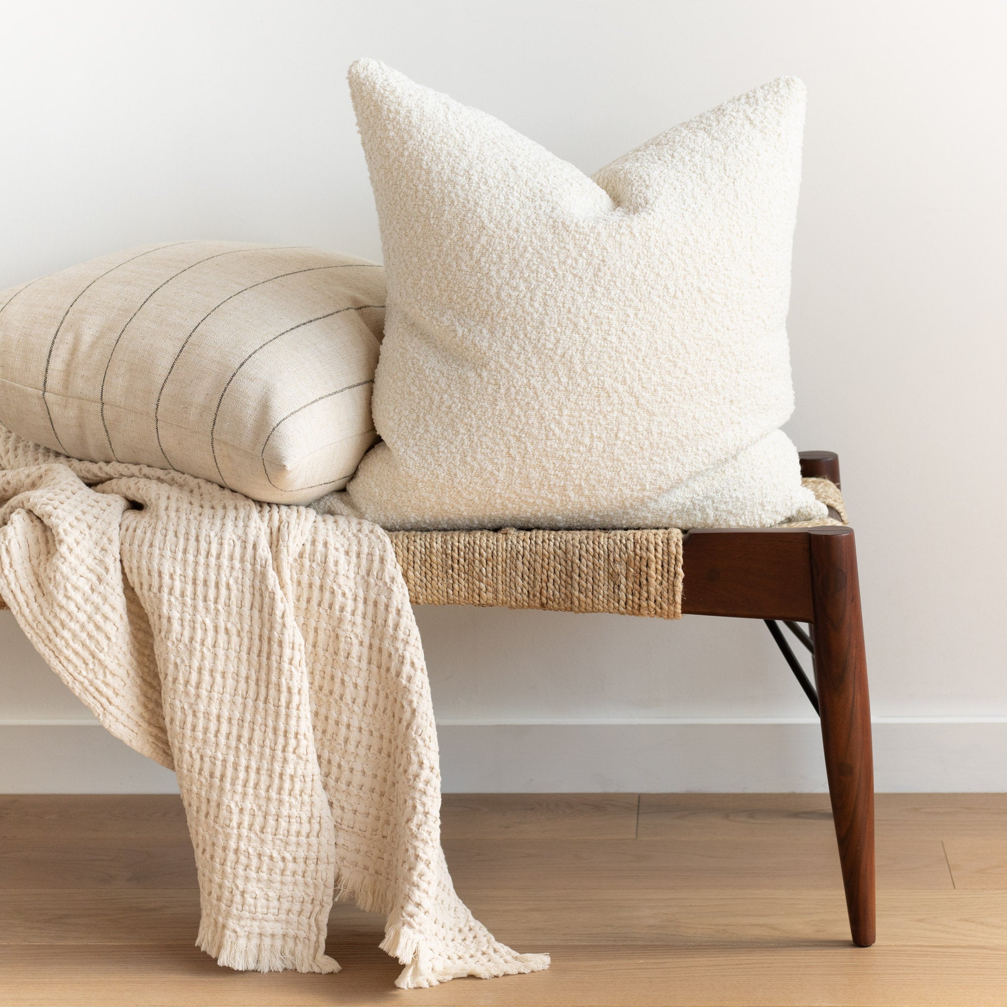 Cambie Boucle 22x22 Decorative Throw Pillow in Chalk - Perfect for Sofa, Bed & Home Decor Accent