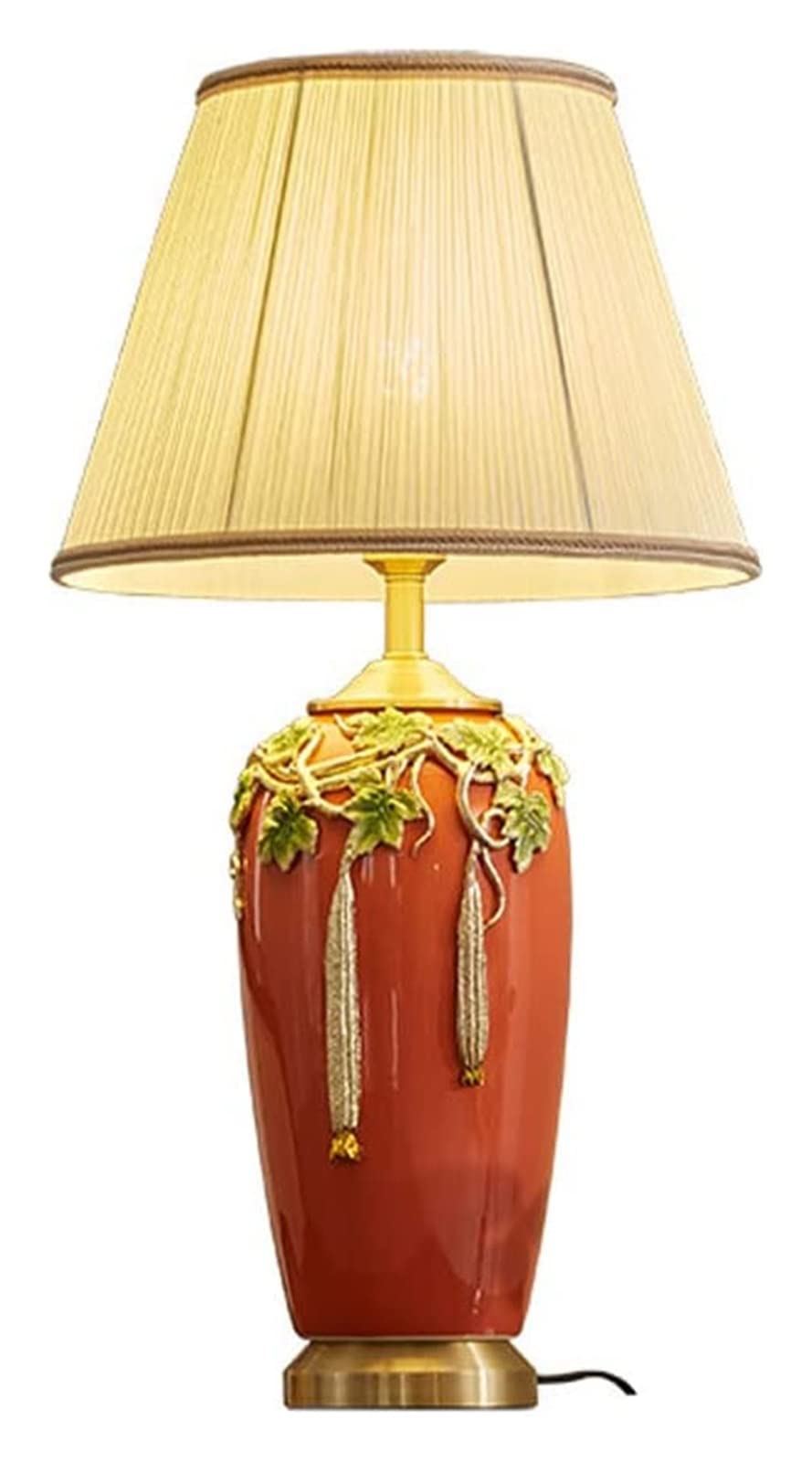 Luxury Red Chinese Enamel Ceramic Table Lamp - Elegant Bedside Lighting for Living Room & Bedroom | Romantic Warm Glow for Home Decor