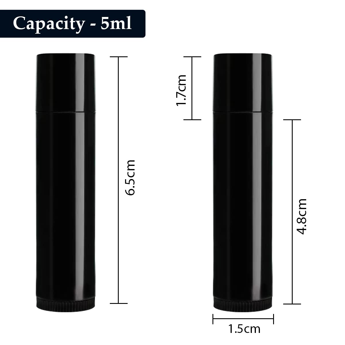 5 Grams Black Empty Chapstick Tubes - 100 Pack | Refillable Lip Balm Containers for DIY Lipstick, Cosmetics & Makeup | Perfect for Home Crafting, Salon Use & Small Business Packaging