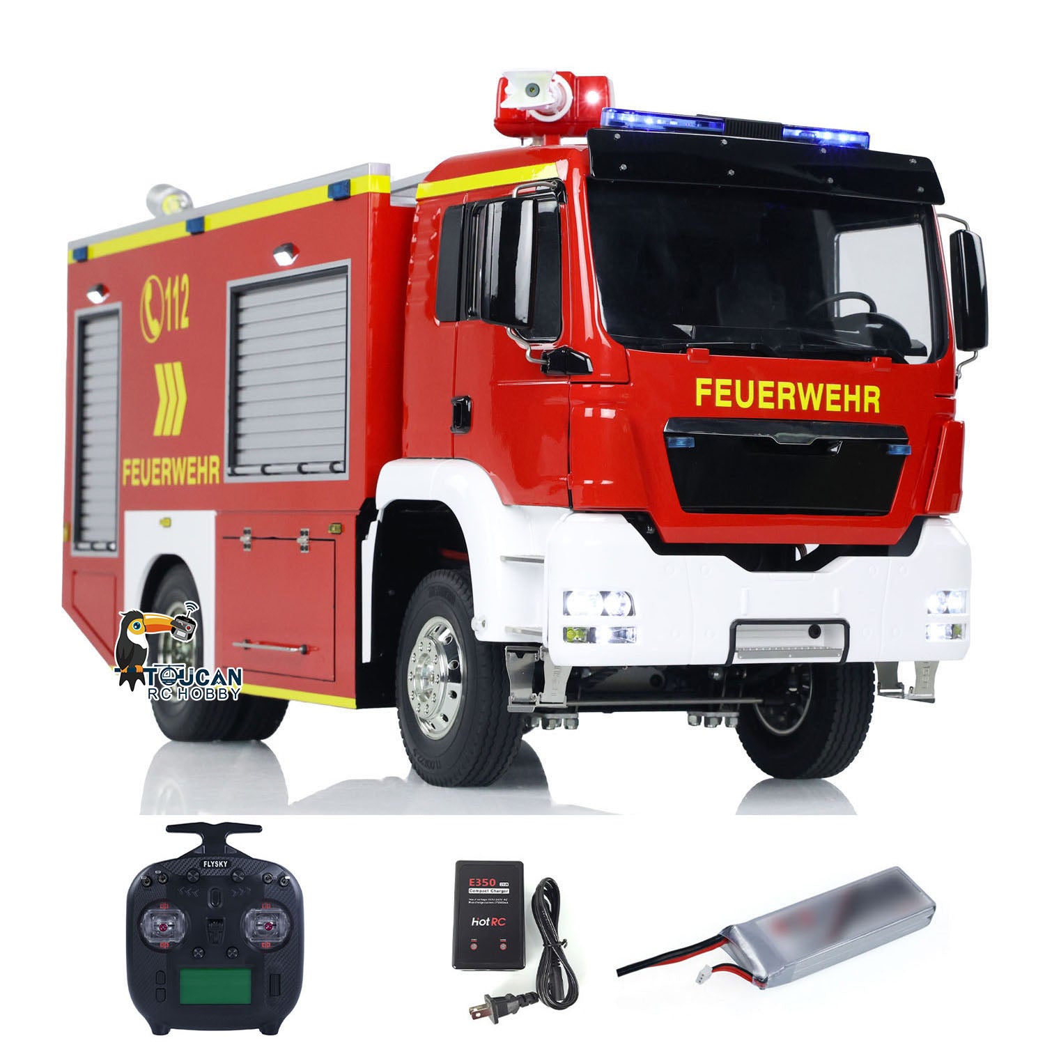 1:14 Scale 4x2 RC Fire Fighting Truck with 2-Speed Transmission, Sound & Light System - Ready-to-Run Remote Control Fire Engine for Kids & Adults - Perfect for Emergency Rescue Play, STEM Learning, and Collector Display