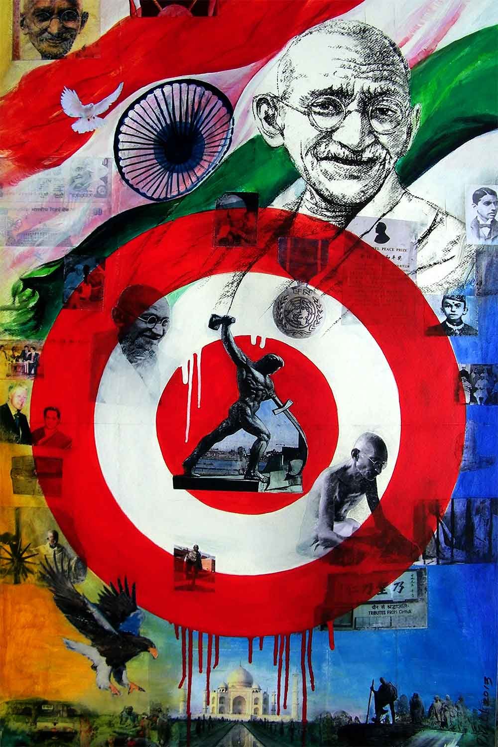 Louis Leonard Art – Gandhi School by Artist Chengju Li | Premium Canvas Giclee Wall Art Print | Framed Ready to Hang | Perfect for Living Room, Bedroom & Office Decor