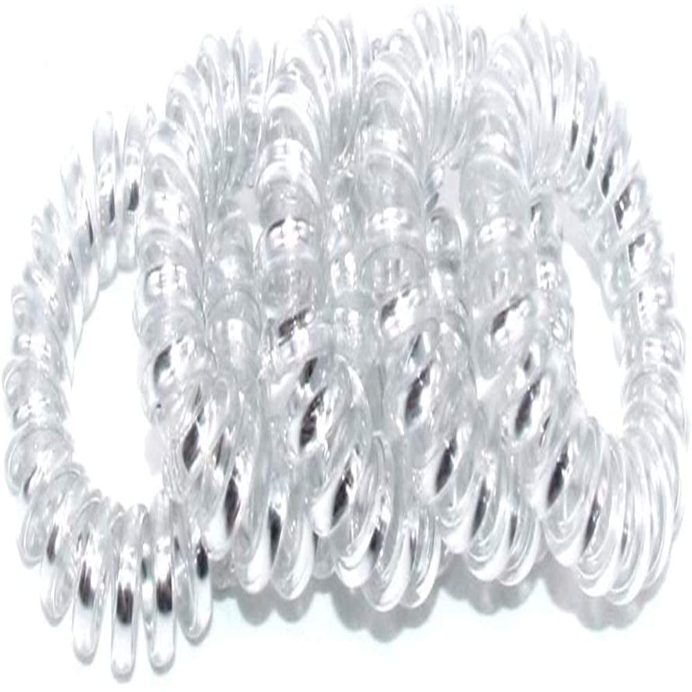 Spiral Hair Ties for Women & Girls - 20 Pack Clear Plastic Coil Hair Bands, No-Slip Ponytail Holders & Hair Elastics - Perfect for Workouts, School, and Everyday Hairstyles