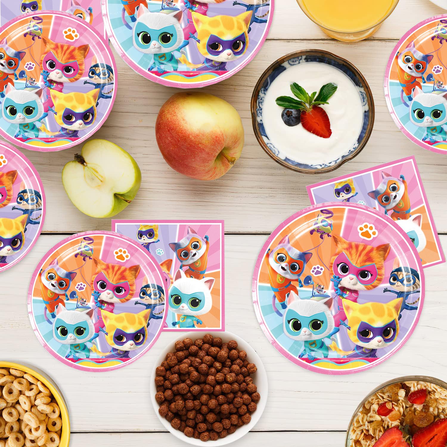 Super Kitties Birthday Party Supplies - 40-Pack Includes 20 Plates & 20 Napkins for Kids Birthday Decorations - Perfect for Themed Parties, Baby Showers & Celebrations