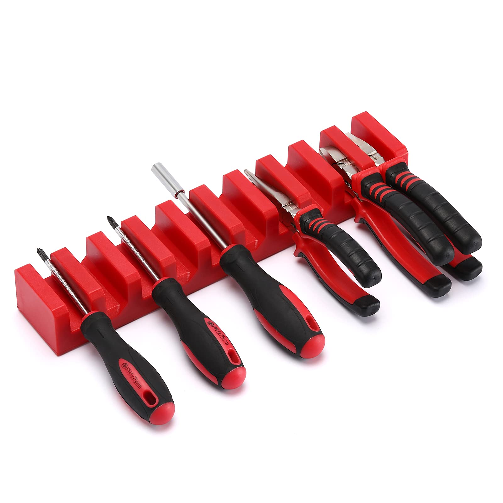 EMENTOL Red Magnetic Plier & Wrench Holder - 10-Piece Tool Organizer Set with Modular Screwdriver Storage | Perfect for Garage, Workshop & DIY Projects