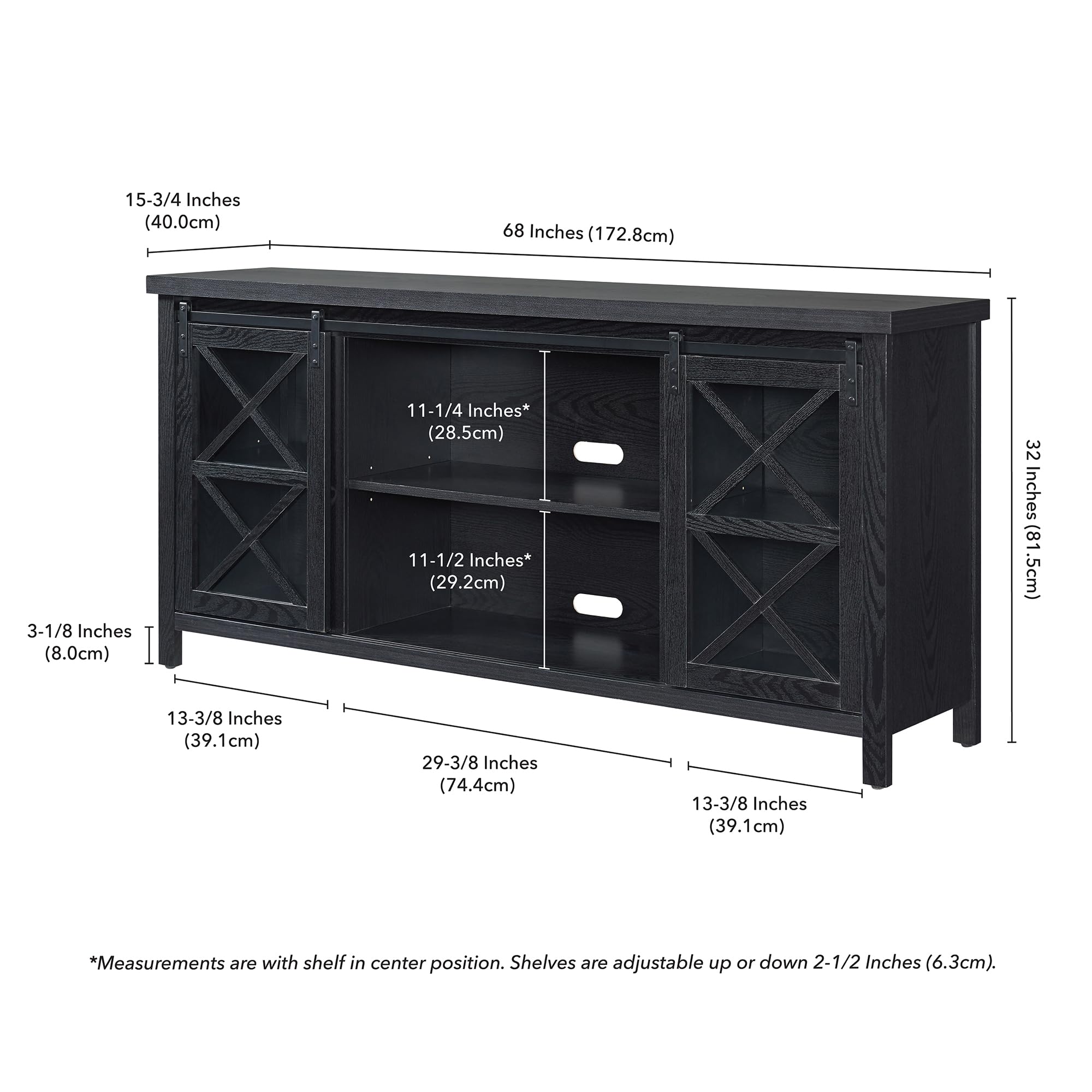 Black Grain Clementine Rectangular TV Stand for TVs up to 80