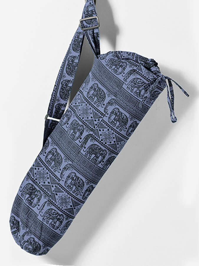 Eco-Friendly Elephant Print Cotton Yoga Mat Bag for Women - Lightweight & Durable Carrier for Yoga, Gym, Travel & Beach - Perfect for Bikram, Hot Yoga & Pilates Classes