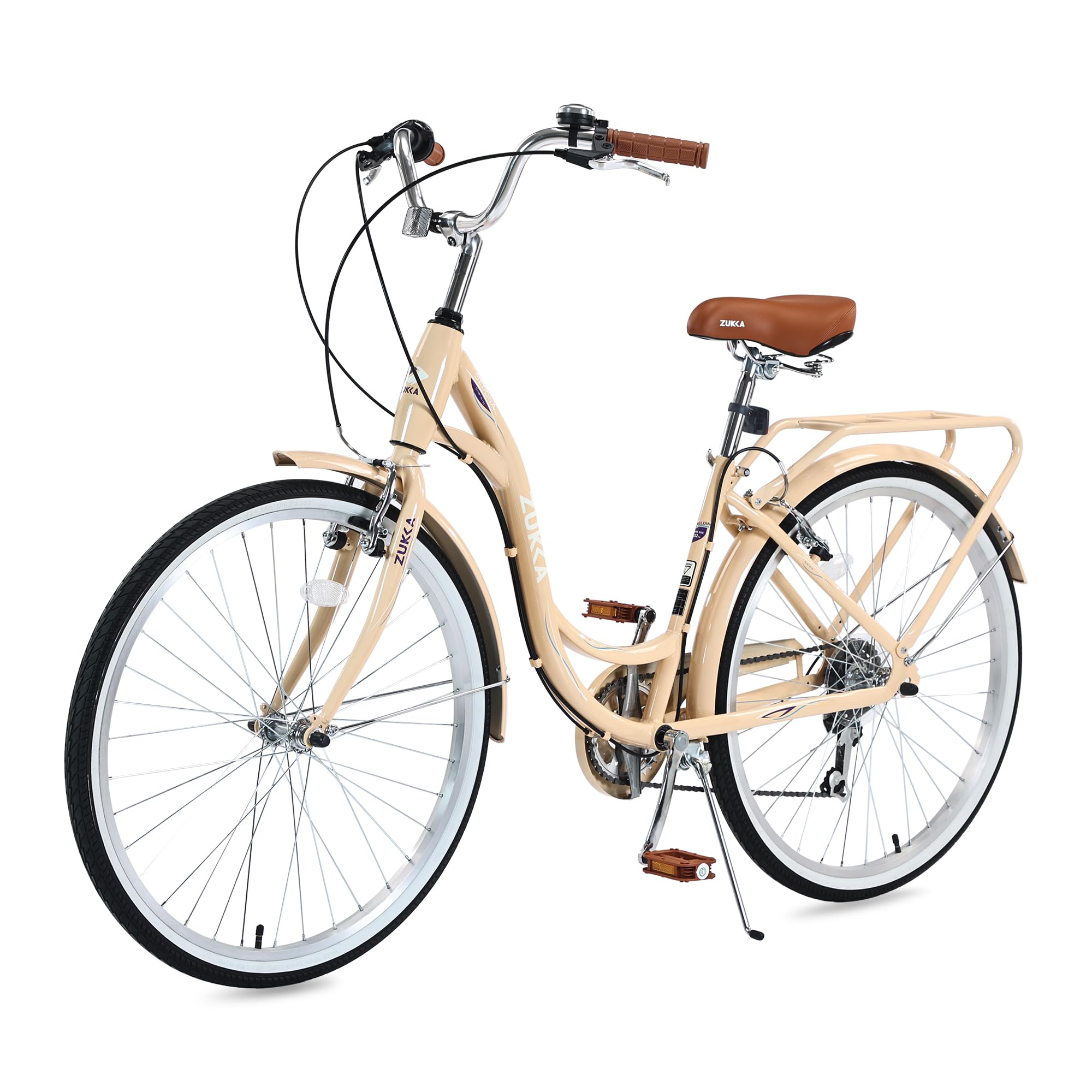 26 Inch Women's Beach Cruiser Bike - 7 Speed Comfortable Commuter & Leisure Bicycle for Adults with Adjustable Seat & Dual V Brake - Perfect for Beach Rides, City Commuting & Weekend Adventures