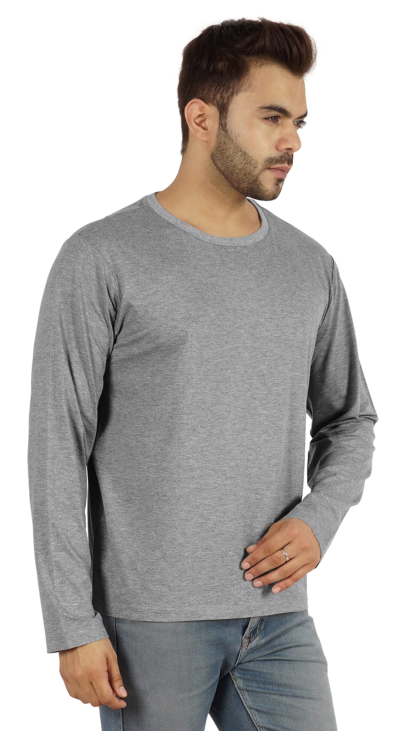 Inkmeso Men's Long Sleeve Cotton T-Shirt - Lightweight Solid Color Casual Shirt for Everyday Wear, Work & Outdoor Activities