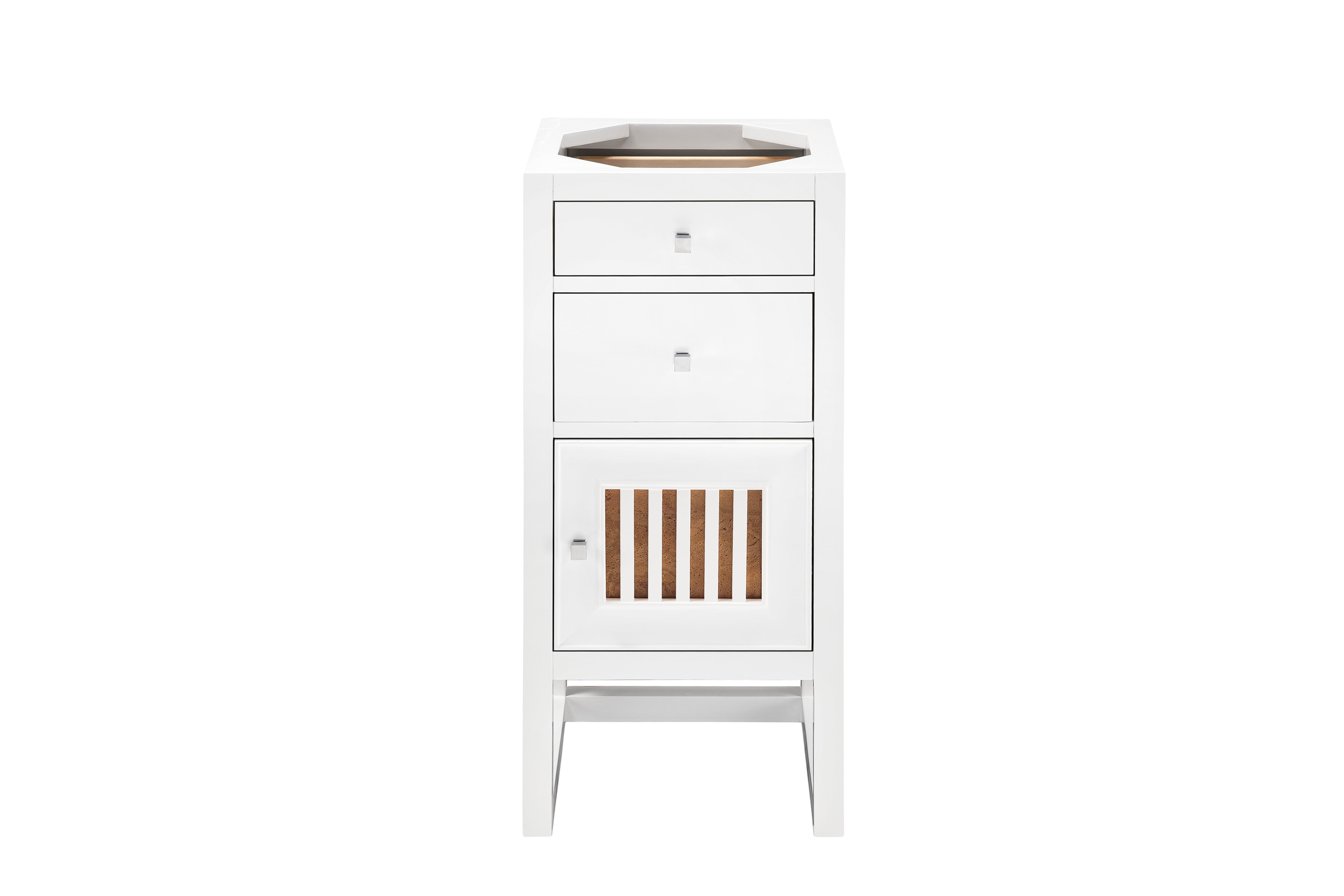 Athens 15-Inch Glossy White Storage Cabinet with Drawers & Door - Perfect for Bedroom, Bathroom, or Office Organization