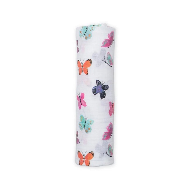 Lulujo Muslin Cotton Swaddle Blanket with Butterfly Design - Soft & Breathable Baby Wrap for Newborns, Infants - Perfect for Nursery, Photo Shoots & Swaddling