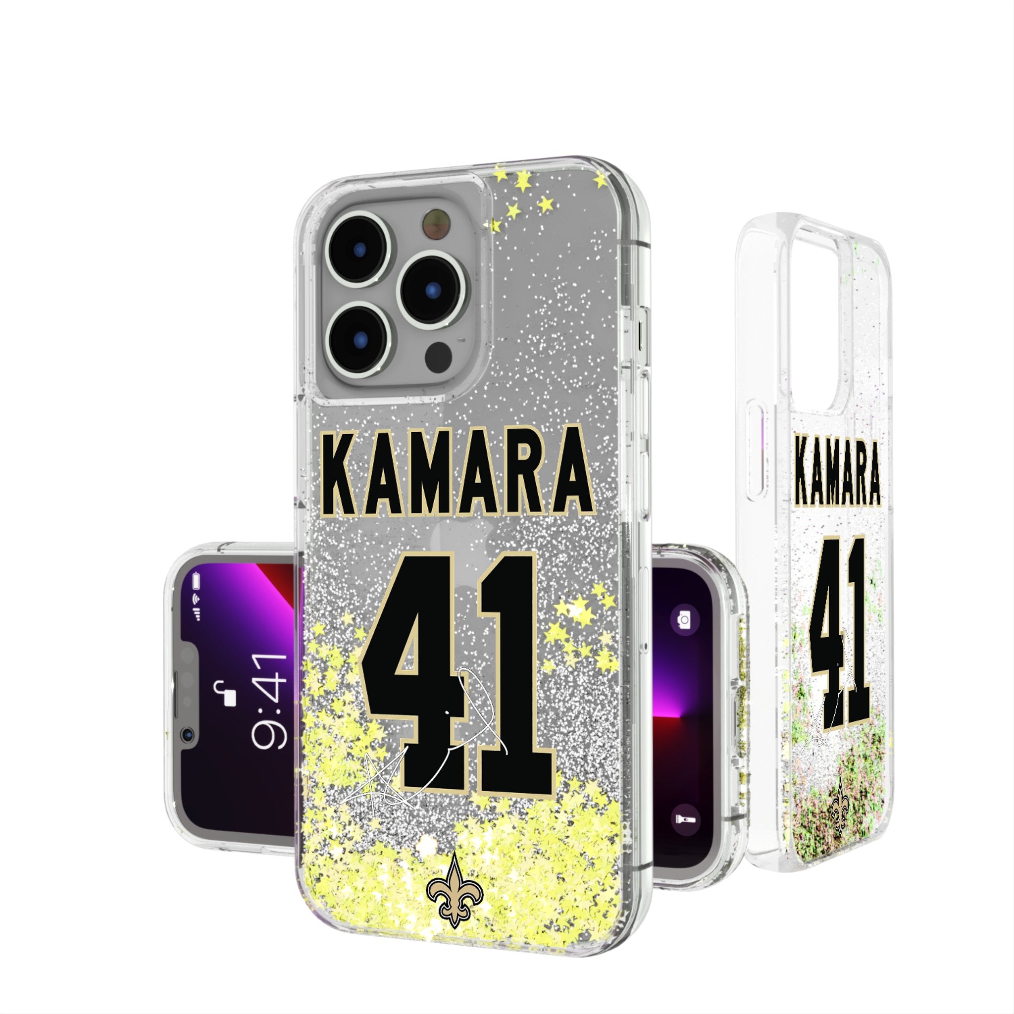 Alvin Kamara New Orleans Saints NFL Football Player Glitter Phone Case for iPhone & Samsung - Perfect for Game Day & Fan Gifts
