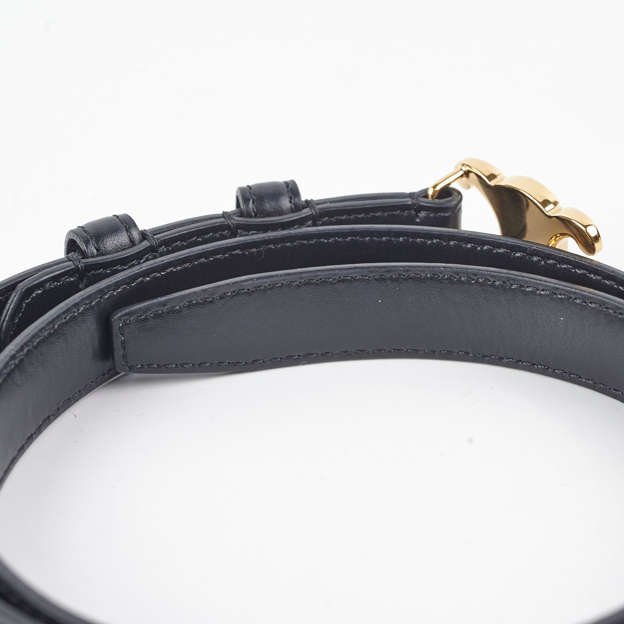 Celine Triomphe Belt Black Genuine Leather - Size 70 for Women | Classic Designer Waist Belt for Office, Party & Everyday Outfits