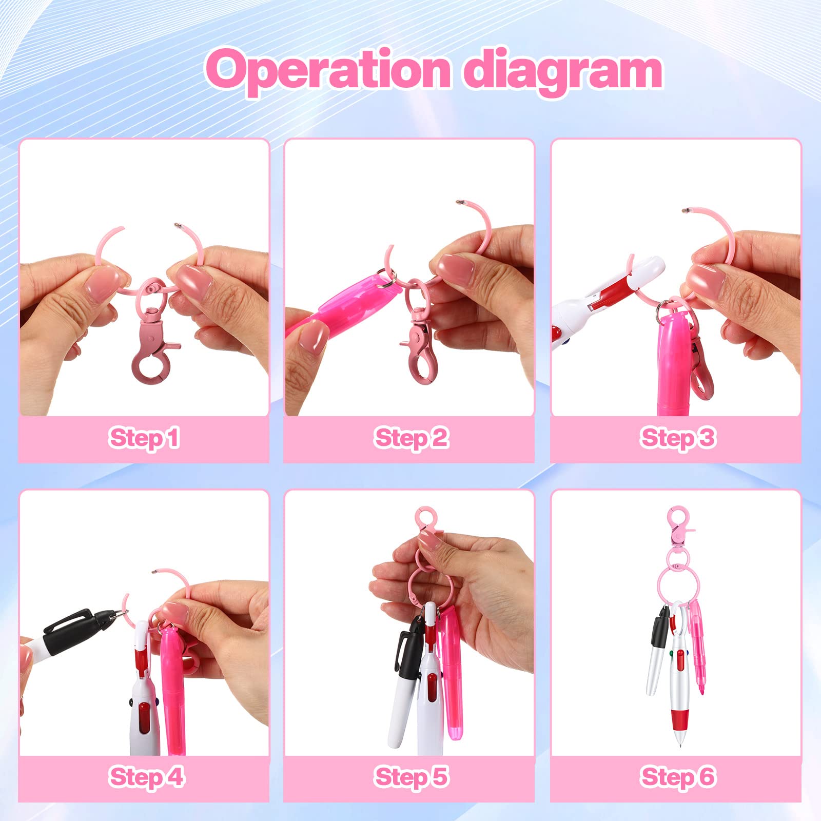 Colarr Retractable Badge Pens for Nurses - 3-in-1 Permanent Marker, Ballpoint Pen & Keychain Clip (Pink) - Perfect for Medical Professionals, Hospital Shift Work & Nursing School Essentials