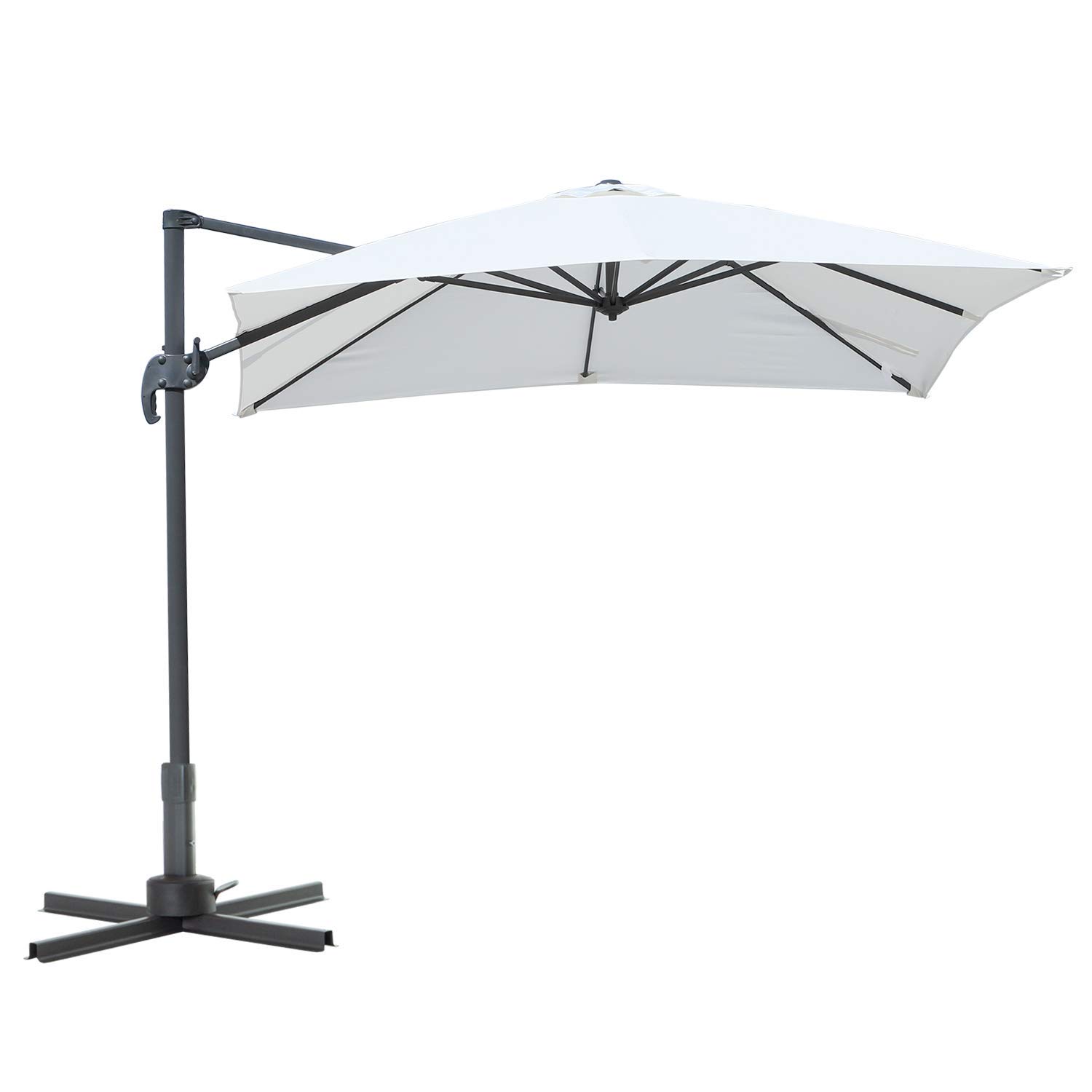 Outsunny 8FT Square Cantilever Patio Umbrella - 360° Rotating Aluminum Outdoor Offset Umbrella with Crank Lift, 3-Position Tilt & Cross Base - Perfect for Garden, Poolside, Deck, and Backyard Shade