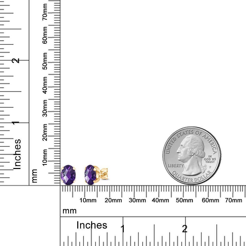 2.00 Ct Natural Checkerboard Cut Purple Amethyst 18K Gold Plated Sterling Silver Stud Earrings for Women & Men | Elegant Jewelry Gift for Birthday, Anniversary & Special Occasions