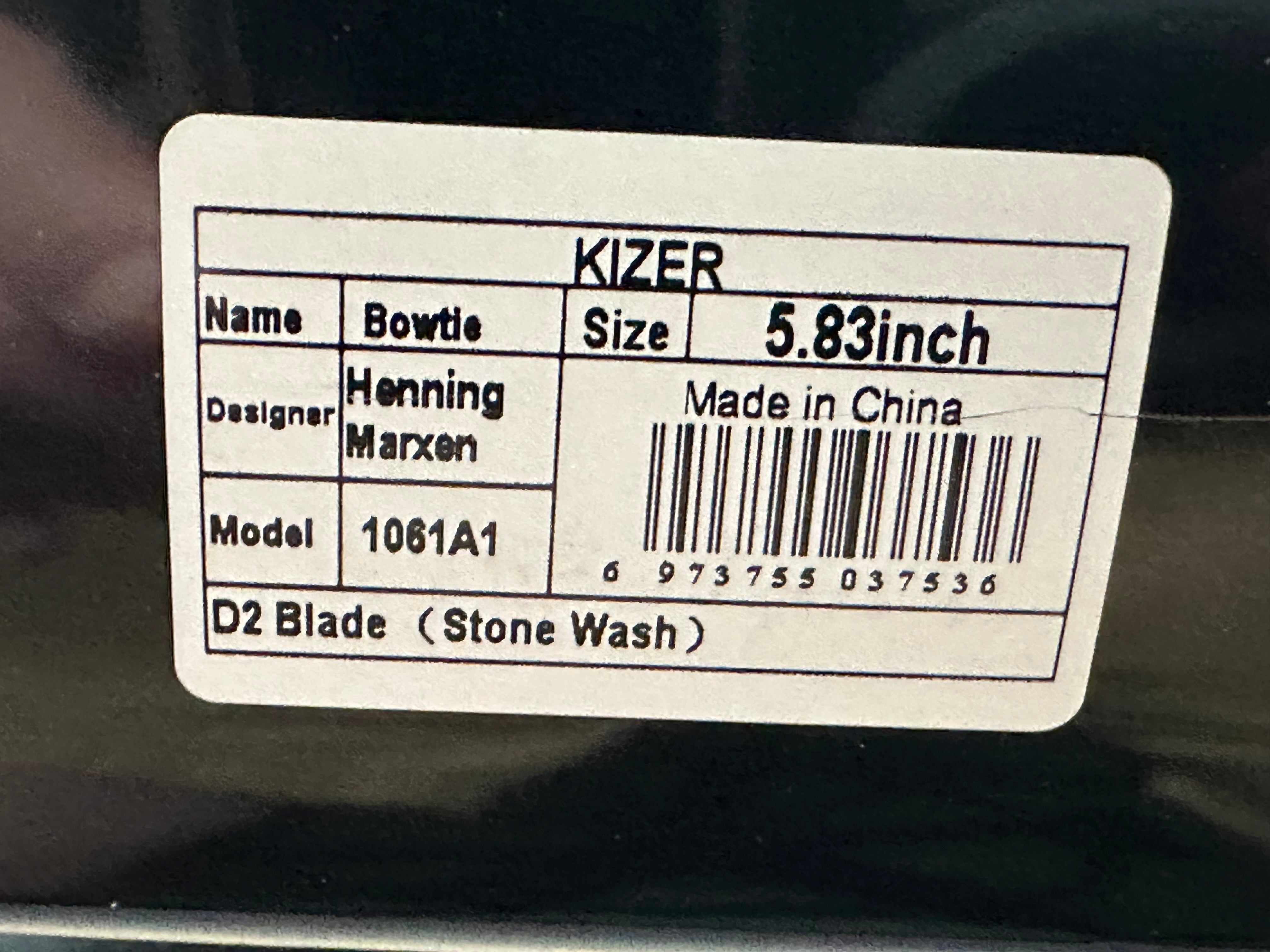 KIZER BOWTIE Fixed Blade Knife - D2 Steel Reverse Tanto Plain Edge Tactical Knife for Outdoor Camping, Hunting & Survival Gear