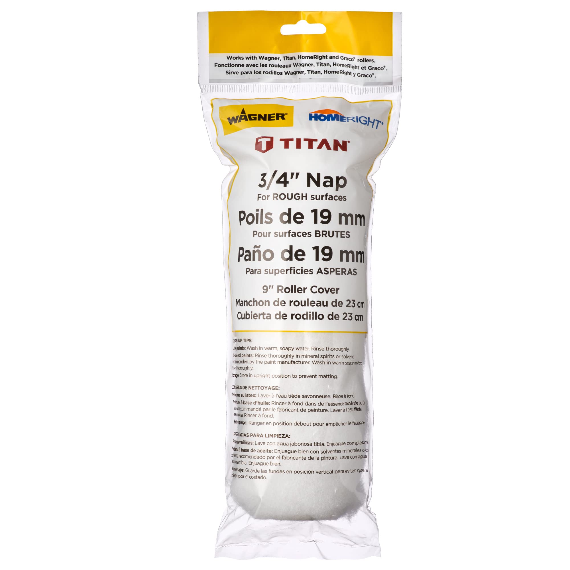 Wagner Spraytech 0155208J 3/4-Inch Power Roller Cover - Professional Paint Roller for Walls & Ceilings - Compatible with Power Paint Sticks - Perfect for DIY Home Painting Projects & Interior Renovations