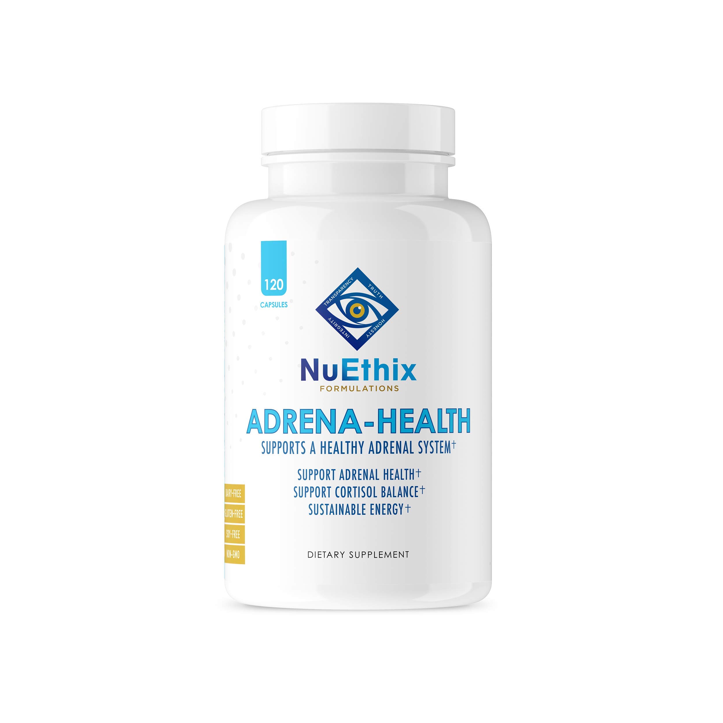 NuEthix Formulations Adrena-Health Dietary Supplement - 120 Capsules | Cortisol Support, Energy Boost & Mood Balance for Women & Men | Adrenal Fatigue Relief & Stress Management | Perfect for Busy Professionals & Active Lifestyles