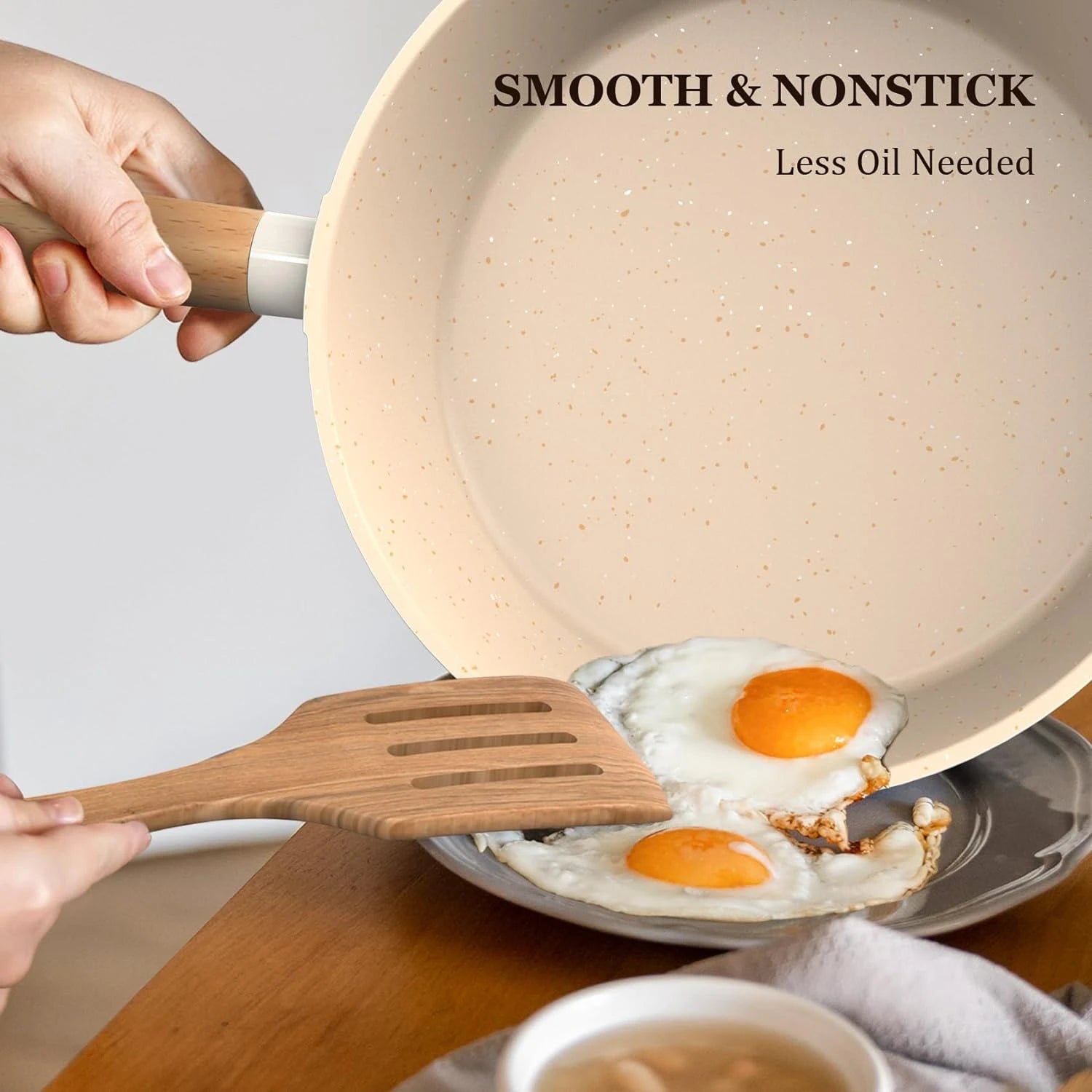 Premium Cream White Granite Nonstick Cookware Set - 10-Piece Kitchen Pots & Pans Set with Stay-Cool Handles - Perfect for Frying, Sautéing & Boiling - Ideal for Gas, Electric & Induction Stovetops - Easy Clean & Even Heat Distribution for Everyday Cooking
