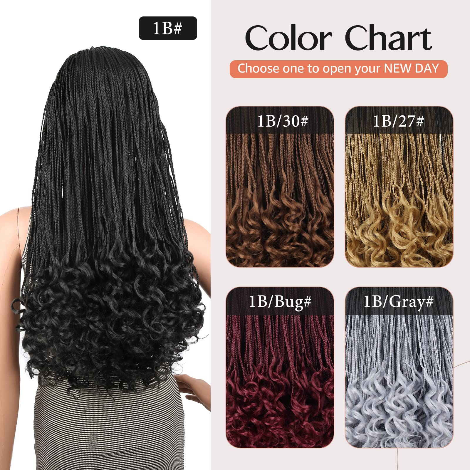 Black Box Braided Headband Wig with Curly Ends for Women - Crochet Braiding Hair with Natural Look | Perfect for Protective Styling, Cosplay & Everyday Wear