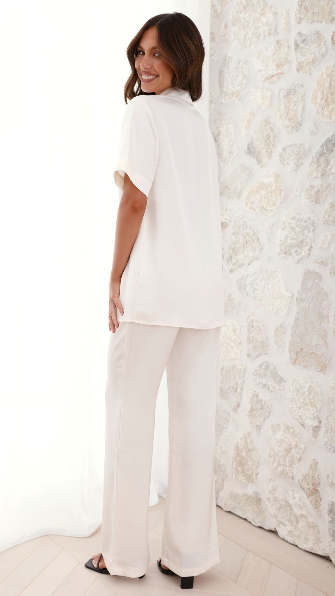 Imogen Button Shirt for Women - Soft Cream Cotton Blouse with Long Sleeves & Classic Collar - Perfect for Office Wear, Casual Outfits & Special Occasions