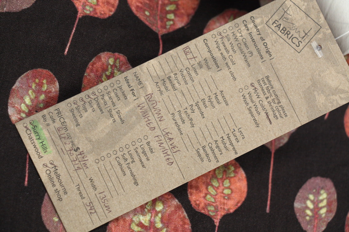 Autumn Leaves Washed Printed Linen Fabric - Soft & Durable Material for Fall Home Decor, Table Runners, Curtains & DIY Craft Projects