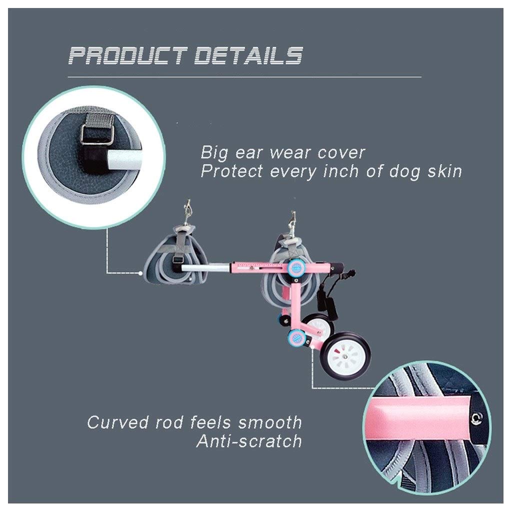 Small Dog Wheelchair - Adjustable Pet Cart for Handicapped Dogs & Cats with Hind Leg Disabilities | Stainless Steel Mobility Aid (Pink, Small Size) | Perfect for Indoor/Outdoor Use & Post-Surgery Recovery