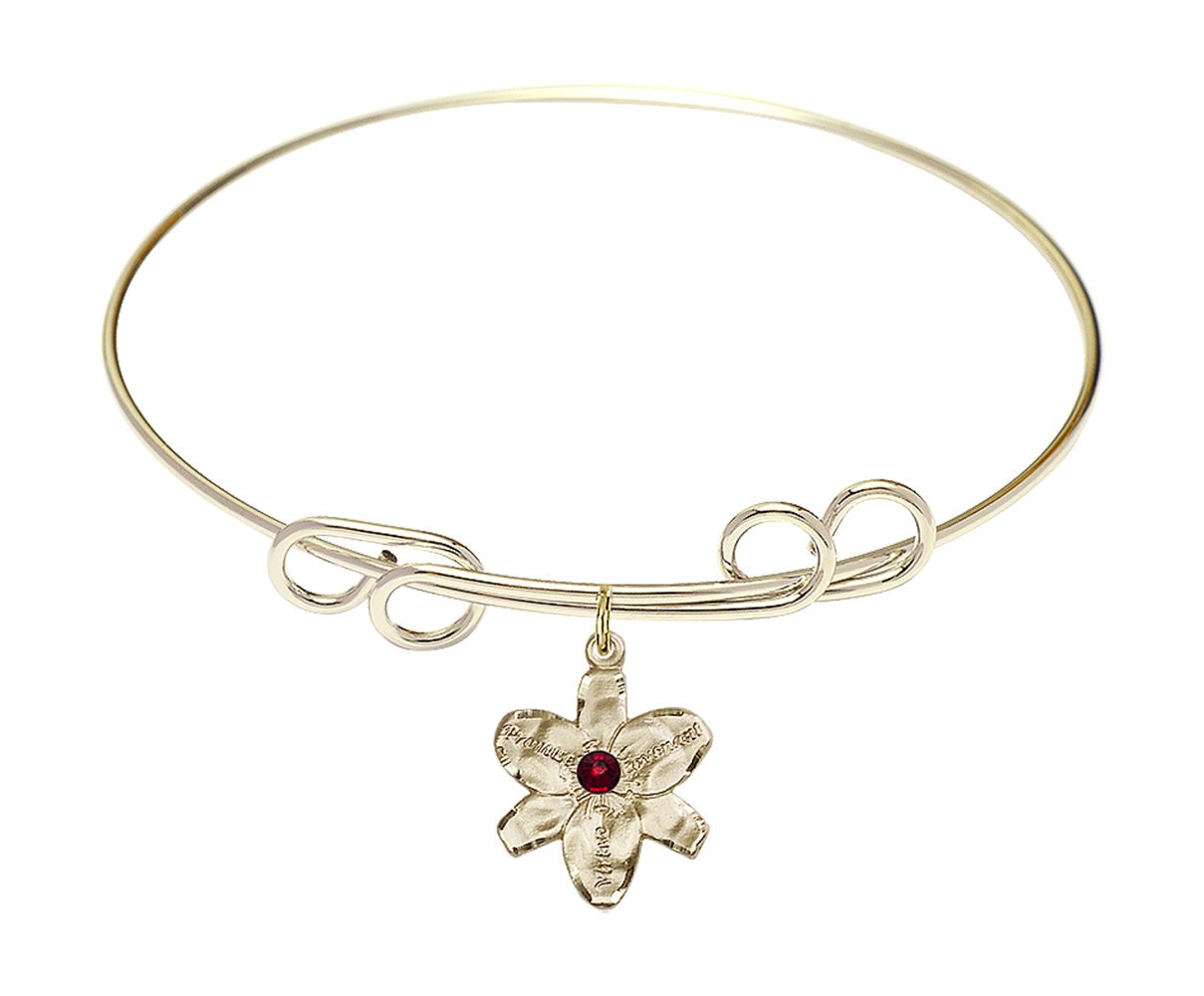 8 Inch Round Double Loop Bangle Bracelet with Chastity Charm - Elegant Silver Jewelry for Women, Perfect for Valentine's Day Gifts, Date Nights, and Special Occasions