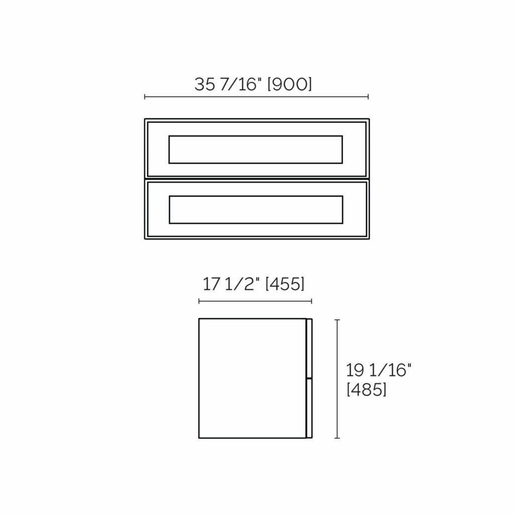 Deville 36 Inch Matt Black Wall Mount Vanity - Porcelain or Solid Surface with High Resistance Coating for Bathroom & Powder Room
