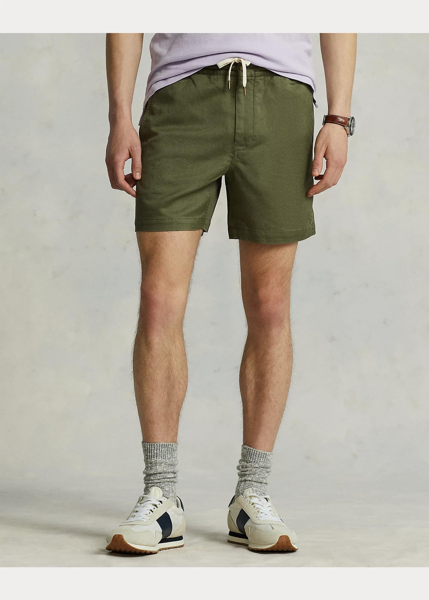 Polo Ralph Lauren Men's 6-Inch Classic Fit Linen-Cotton Shorts - Green - Large Size | Casual Summer Shorts for Men, Beach, Golf & Outdoor Activities