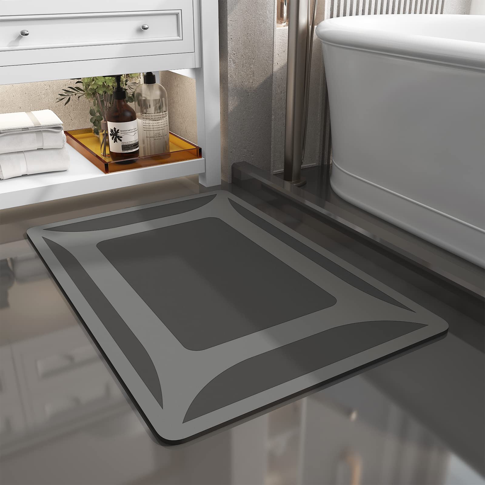 Premium Quick Dry Bath Mat - Super Absorbent Non-Slip Rubber Backed Bathroom Rug (23.5