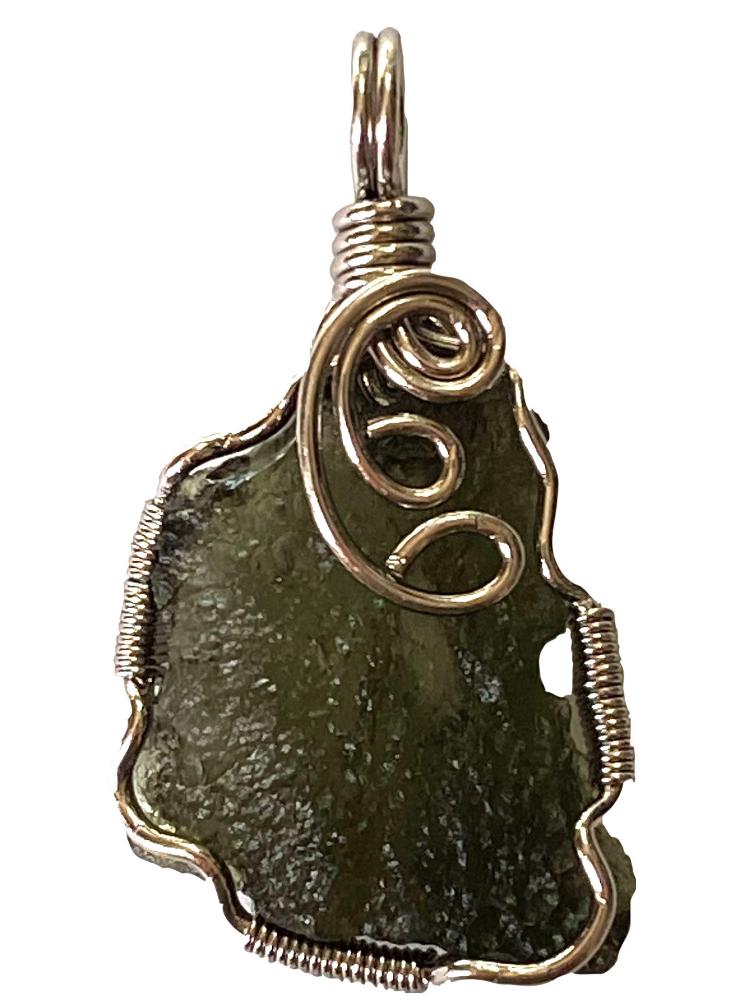 Wire Wrapped Moldavite Pendant Necklace | 25-30mm Small Green Gemstone Jewelry for Women | Spiritual Healing, Meditation & Energy Protection