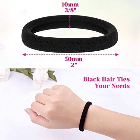 30 Pcs Thick Black Hair Ties - Large Elastic Hair Bands for Thick, Heavy & Curly Hair - Bulk Ponytail Holders for Women & Girls - Perfect for Workouts, Yoga, Sports & Everyday Use